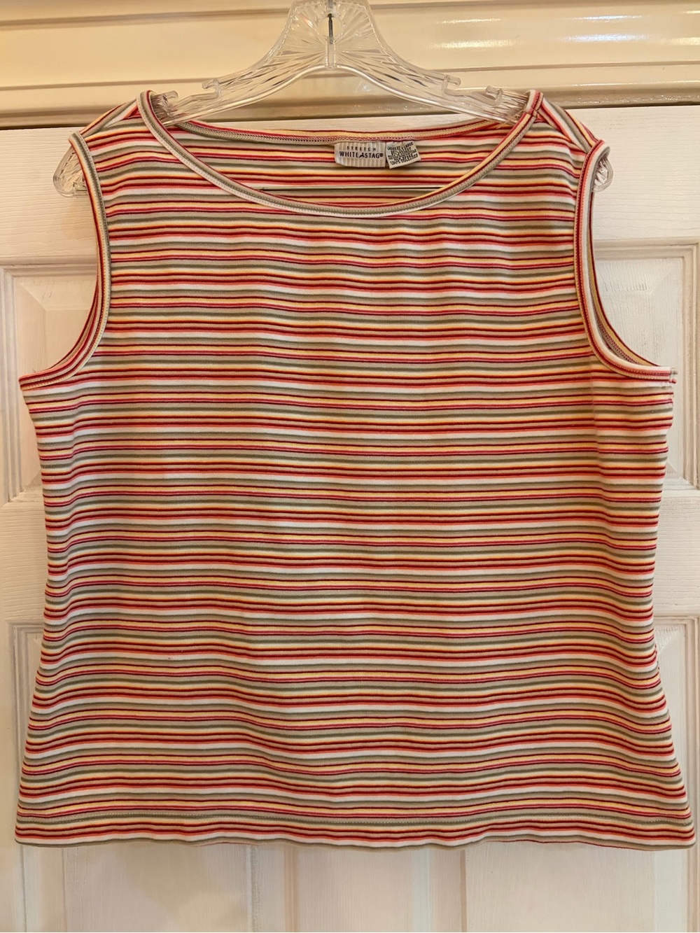 Y2K Vintage White Stag Classic Stretch Sleeveless Tank Top-Multi Stripe